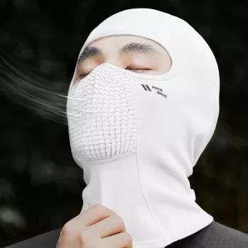 ROCKBROS LF25699 Fleece Cycling Balaclava – Balta | Termiskā pilnas sejas maska ziemas riteņbraukšanai, slēpošanai un motociklu braukšanai