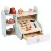 PROMIS koka kases aparāts bērniem – lomu spēles veikala kase ar rotaļu naudu, skeneri un kredītkarti