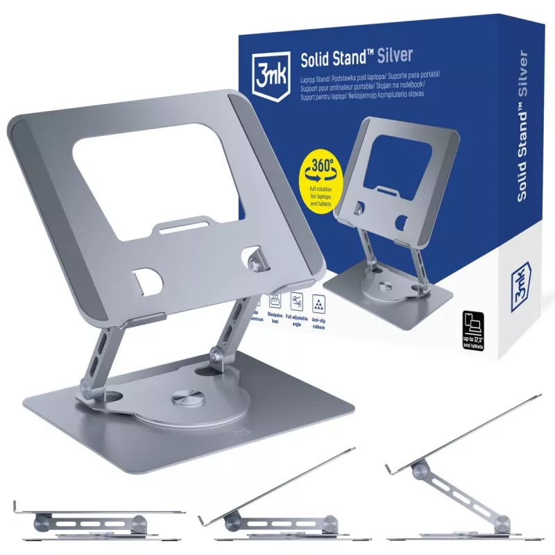 3mk Solid Stand - Sudraba universāls tālruņa un planšetdatora statīvs