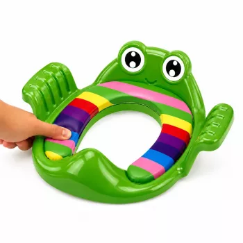 LEAN TOYS Tualetes sēdekļa pārvalks bērniem, mīksts sēdeklis ar rokturiem, zaļš