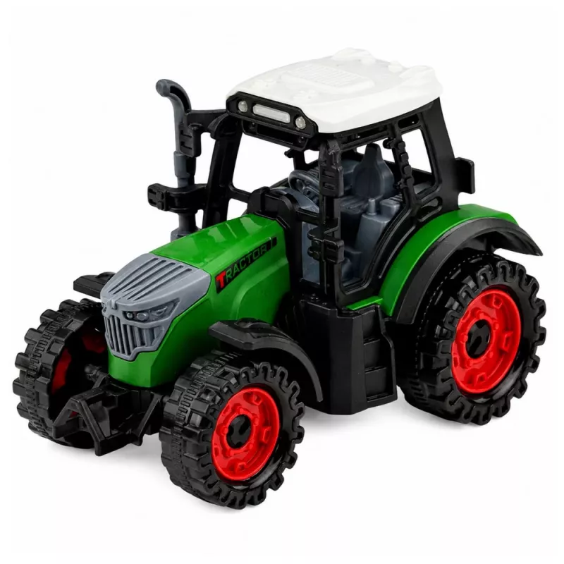 LEAN TOYS lauksaimniecības traktors ar baļķu piekabi, inerces piedziņa, siena ķīpa, 35 cm
