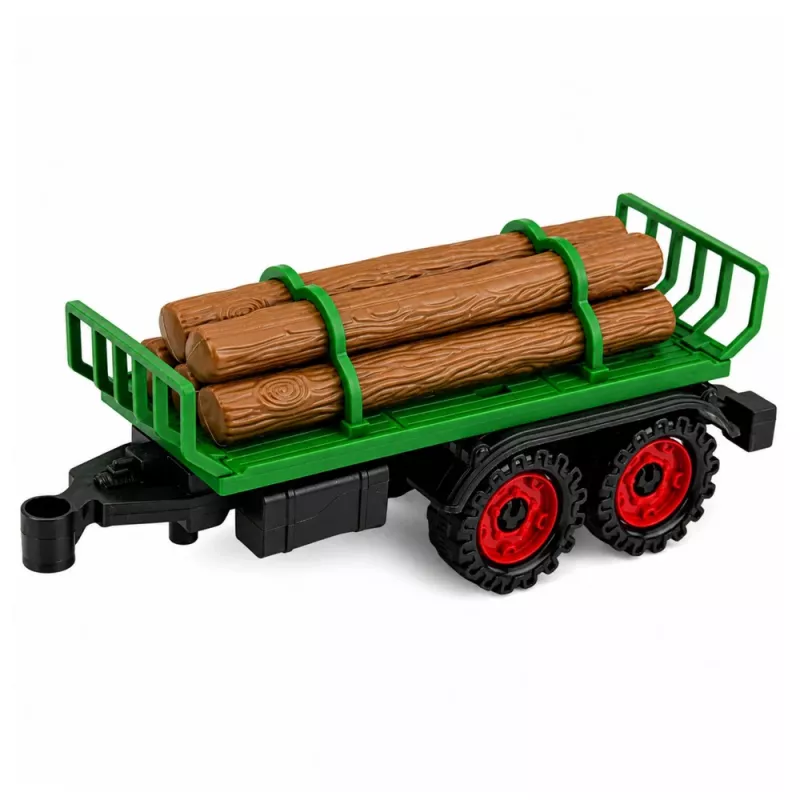 LEAN TOYS lauksaimniecības traktors ar baļķu piekabi, inerces piedziņa, siena ķīpa, 35 cm