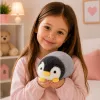 LEAN TOYS Plīša pingvīns mīkstā plīša rotaļlieta balta un pelēka 16 cm