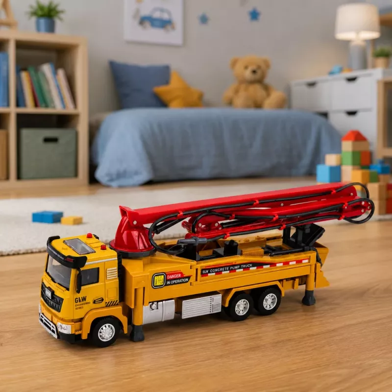 LEAN TOYS Betona sūkņa kravas automašīna RC rotaļlieta ar gaismām, skaņām, ūdens smidzinātāju, mērogs 1:40