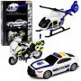 LEAN TOYS Policijas komplekts Helikopters Motocikls Policijas automašīna Gaismas Skaņas 1:32
