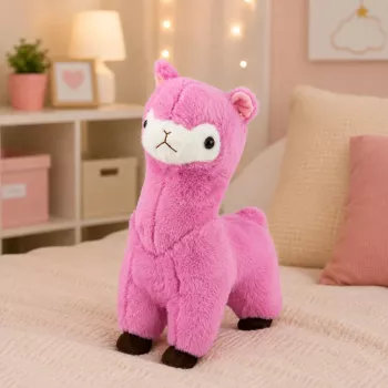 LEAN TOYS Plīša alpaka Lama Plīša rotaļlieta Mīksta kažokāda Rozā 38 cm