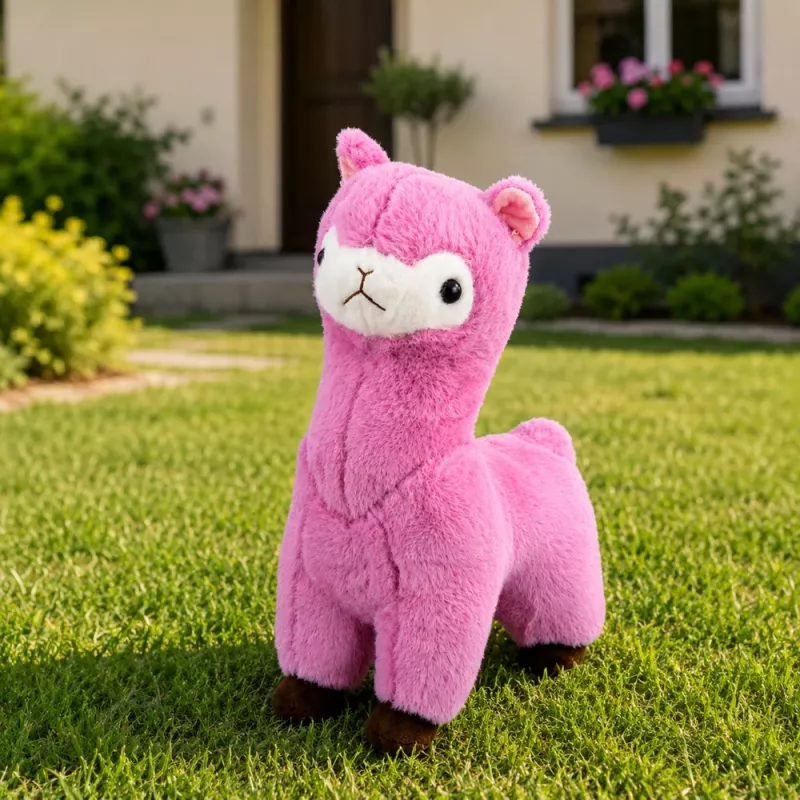 LEAN TOYS Plīša alpaka Lama Plīša rotaļlieta Mīksta kažokāda Rozā 38 cm