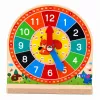 LEAN TOYS Koka izglītojošais pulkstenis stundu mācīšanās ar kustīgām rādītājiem un kartītēm, 55 gab.