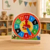LEAN TOYS Koka izglītojošais pulkstenis stundu mācīšanās ar kustīgām rādītājiem un kartītēm, 55 gab.