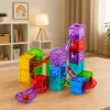LEAN TOYS Magnētiskie konstruktora bloki kubu bumbiņu trase krāsaini 33 gab.