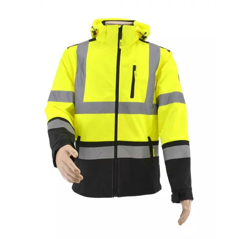 AWTOOLS Softshell jaka T3 augstas redzamības atstarojoša melna S izmērs