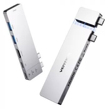 VENTION 6-in-2 Thunderbolt 5 dokstacija 8K@240Hz 80Gbps 140W PD DisplayPort 2.1 USB-C
