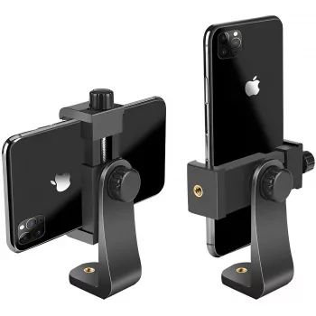 MOZOS PH14 Viedtālruņa statīva stiprinājuma adapteris ar auksto apavu, 360° rotācija, piemērots 55-85 mm tālruņiem, melns