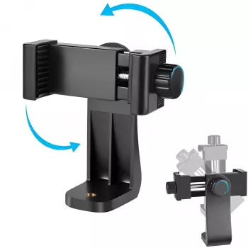 MOZOS PH14 Viedtālruņa statīva stiprinājuma adapteris ar auksto apavu, 360° rotācija, piemērots 55-85 mm tālruņiem, melns