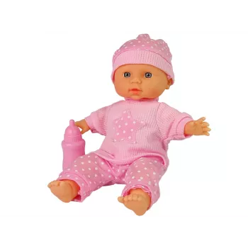 LEAN TOYS Sweet Baby Doll Pink pudeles skaņas interaktīva 30cm lelle ar barošanas pudelīti