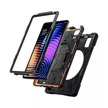 Crong Defender Plus izturīgais maciņš Xiaomi Pad 8 / 8 Pro / Pad 7 / 7 Pro 11,2 collu – melns