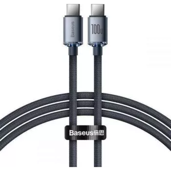 Baseus Crystal Shine USB-C uz USB-C kabelis 100W PD 1.2m Melns