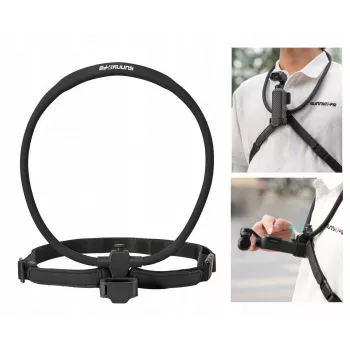 SUNNYLIFE Elastīgs kakla stiprinājums DJI Osmo Pocket 3/4, POV darbības kamerām, Melns