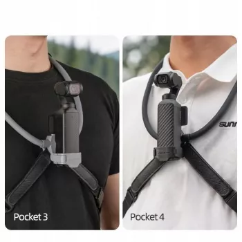 SUNNYLIFE Elastīgs kakla stiprinājums DJI Osmo Pocket 3/4, POV darbības kamerām, Melns