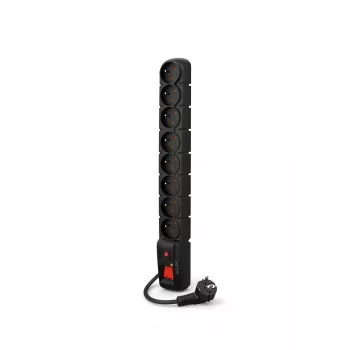 ACAR S8 PRO 3m pārsprieguma aizsardzības sloksne – 8 kontaktligzdas, 155J, 2300W, melna