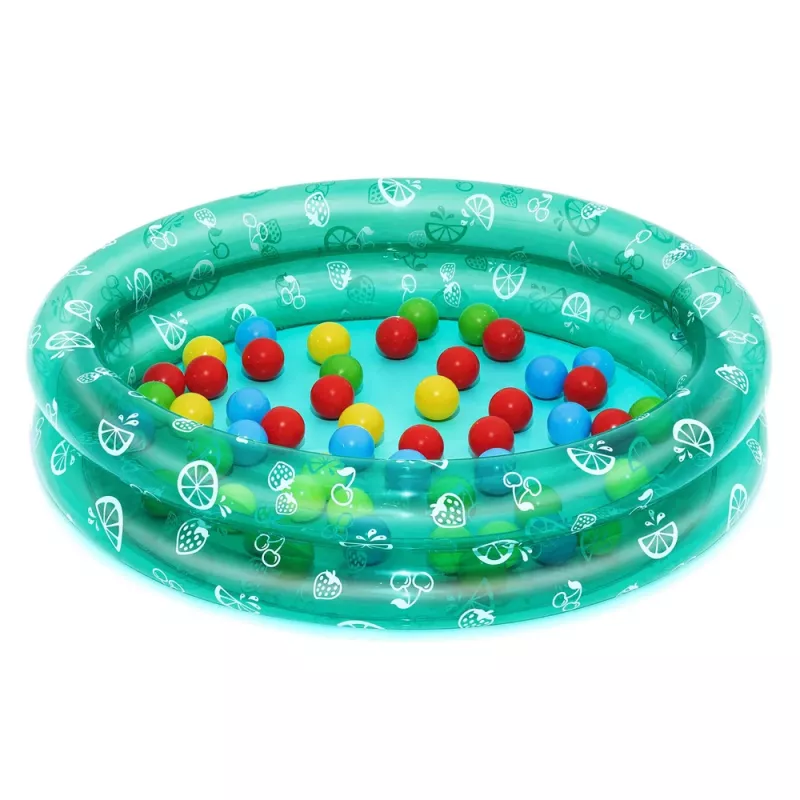 Bestway 51141 Piepūšamais dārza baseins ar 50 bumbiņām, caurspīdīgs ar punktiem, 91 cm
