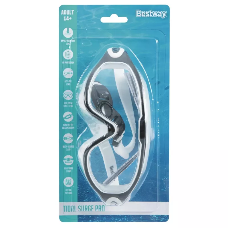 Bestway 21194 Peldēšanas brilles, melnas un baltas, regulējamas