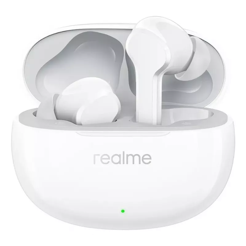 realme Buds T110 True Wireless austiņas ar 38h akumulatoru, AI ENC, IPX5, Bluetooth 5.4, 10mm basu draiveri, USB-C ātro uzlādi, zema latentuma režīmu, viedās skārienvadības, baltas