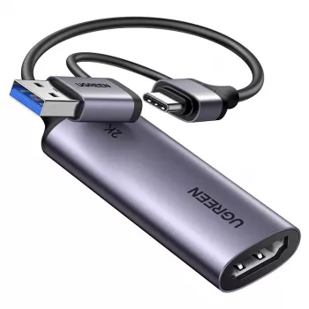 Ugreen CM629 2K 30Hz HDMI–USB video uztveršanas karte, Space Gray