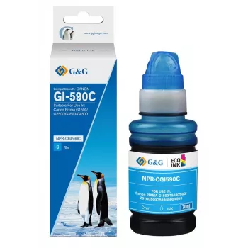 G&G Papildināšanas tintes pudele Canon GI-590C Ciāna 70ml Krāsvielu bāzes