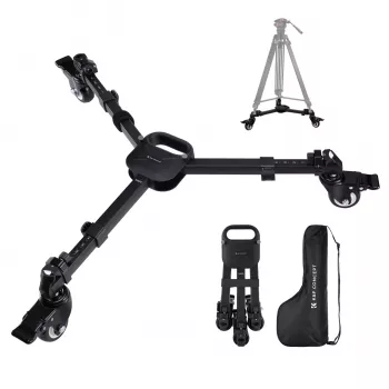 KF Tripod Dolly KF MS30 / KF31.118 – 3 riteņu ritošā pamatne ar bloķējamiem gumijas riteņiem, salokāms alumīnija sakausējums, 15 kg slodze