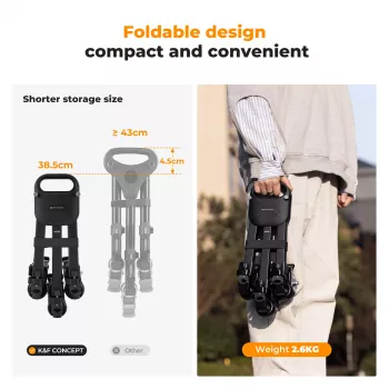 KF Tripod Dolly KF MS30 / KF31.118 – 3 riteņu ritošā pamatne ar bloķējamiem gumijas riteņiem, salokāms alumīnija sakausējums, 15 kg slodze