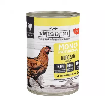 Wiejska Zagroda Monoprotein mitrais kaķu barības konservs ar vistu pieaugušiem kaķiem 400g