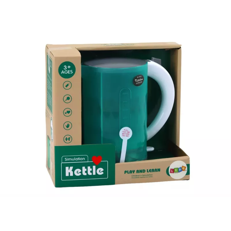 LEAN TOYS Battery Operated Electronic Kettle Lights Sound Household Appliances Green