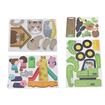 LEAN TOYS 3D konstrukcijas puzles bloki DIY dinozauri izjaukšanas urbjmašīna