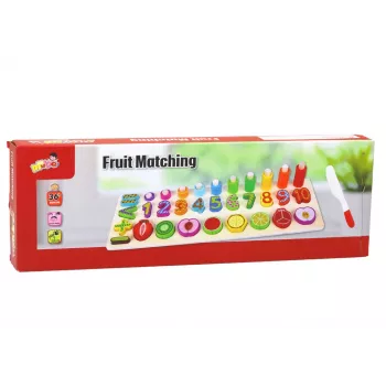 LEAN TOYS Koka izglītojošā šķirošanas tāfele – Matemātikas apguve ar augļiem un cipariem, 85 gab., Montesori rotaļlieta bērniem no 3 gadu vecuma