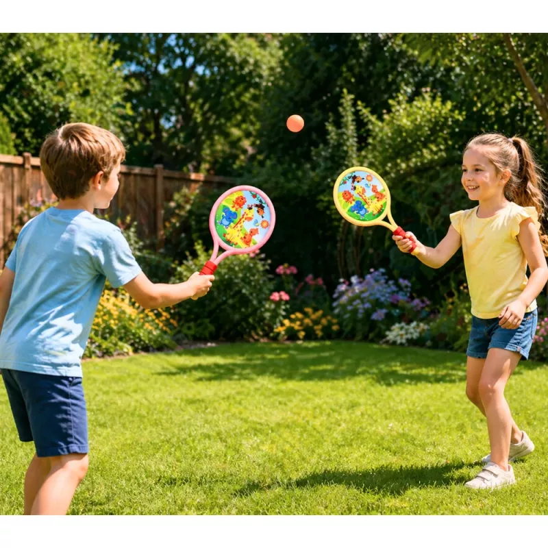 LEAN TOYS Bērnu badmintona raketes Dzīvnieki Dzeltena Rozā