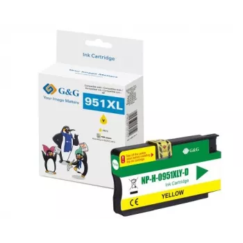 G&G Ninestar dzeltenā tintes kasetne, saderīga ar HP 951XL (CN048AE), augstas ietilpības