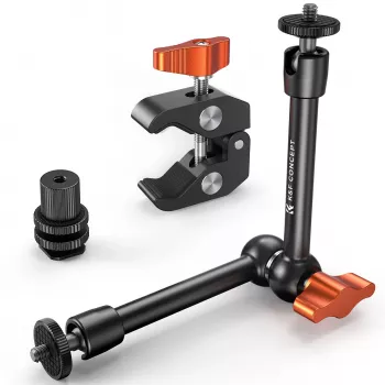 KF Magic Arm Super Clamp stiprinājuma komplekts ar 1/4 collu un 3/8 collu vītnēm, 15-55mm žokli, ISO aukstās kurpes