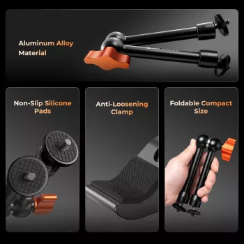 KF Magic Arm Super Clamp stiprinājuma komplekts ar 1/4 collu un 3/8 collu vītnēm, 15-55mm žokli, ISO aukstās kurpes