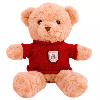 LEAN TOYS Plīša maskots mīkstā rotaļlieta Lācītis Bēšs Sarkans Džemperis 40cm