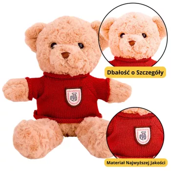 LEAN TOYS Plīša maskots mīkstā rotaļlieta Lācītis Bēšs Sarkans Džemperis 40cm