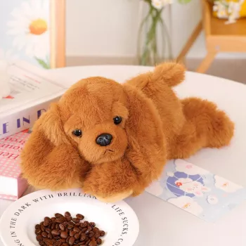 LEAN TOYS Pluša kokerspaniels ar svērtām ķepām brūns 30 cm