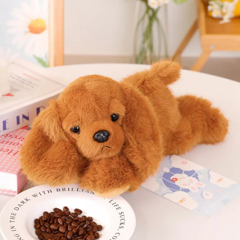LEAN TOYS Pluša kokerspaniels ar svērtām ķepām brūns 30 cm