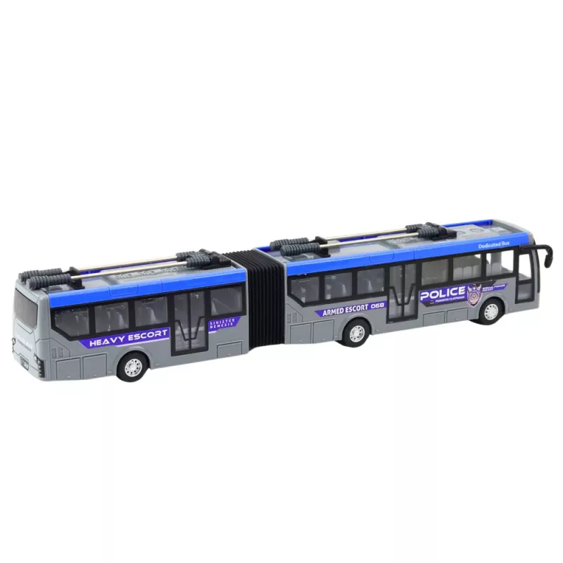 LEAN TOYS RC policijas locītavas autobuss ar tālvadību un gaismām, pelēks 1:32