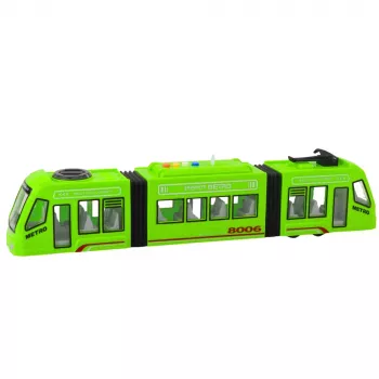 LEAN TOYS City Metro Tramvajs ar atveramām durvīm, gaismām un skaņām, zaļš 1:16
