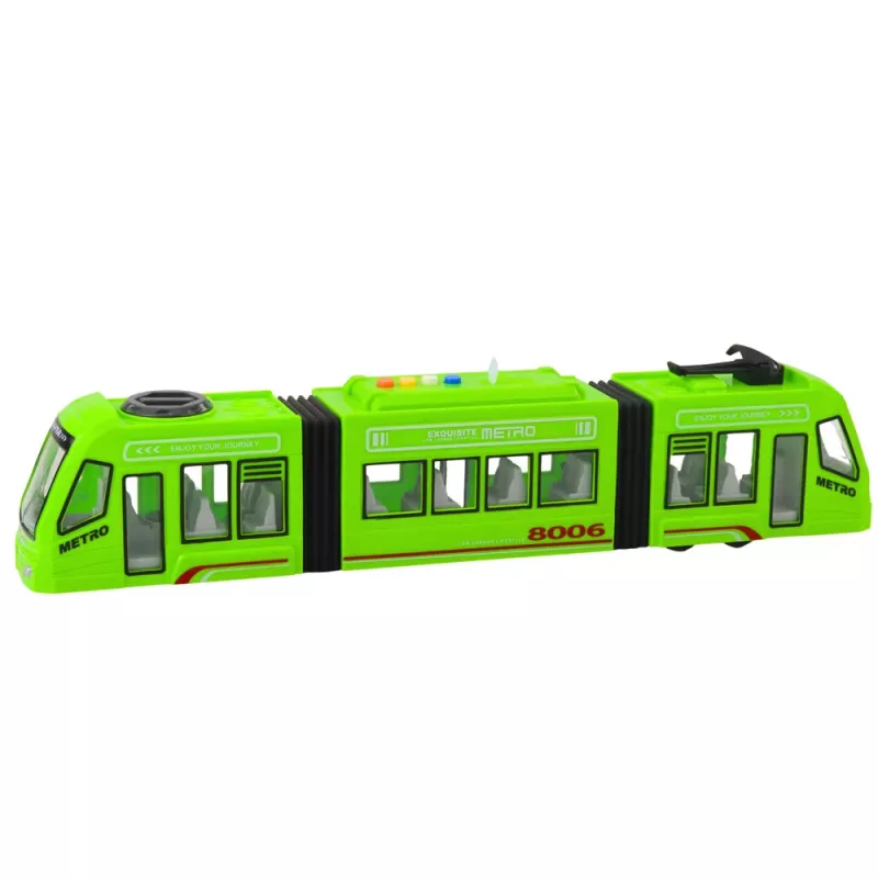 LEAN TOYS City Metro Tramvajs ar atveramām durvīm, gaismām un skaņām, zaļš 1:16