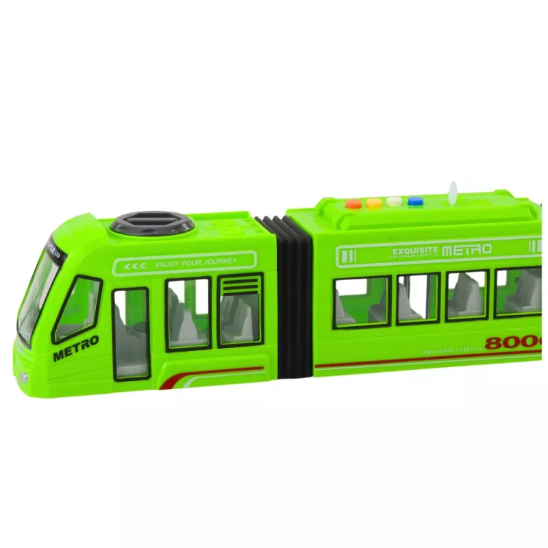 LEAN TOYS City Metro Tramvajs ar atveramām durvīm, gaismām un skaņām, zaļš 1:16