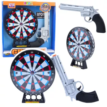 LEAN TOYS Lāzera revolveru komplekts ar mērķi un šaušanas spēli, gaismas un skaņas efekti