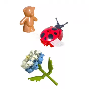 LEAN TOYS Konstrukcijas bloki Ziedu kompozīcija ar mārītēm kupolā 596 gab.