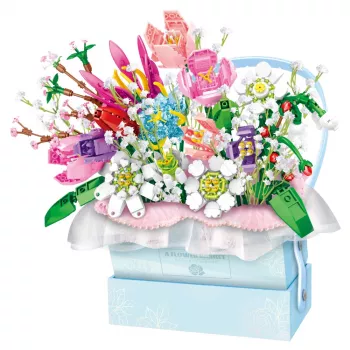LEAN TOYS Konstrukcijas bloki kompozīcija kastē Floral Blue LED kaste 761gab.